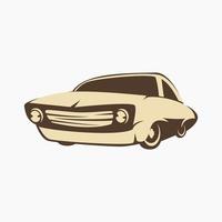 ilustración de vector de coche retro clásico de vista oblicua de tres cuartos aislado editable en estilo de dibujos animados plano simple para el transporte o el diseño relacionado con el hobby