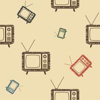 Editable Flat Monochrome Style Old Classic Vintage Television Vector Illustration in Various Colors as Seamless Pattern for Creating Background of Information Technology or Electrical Related Design