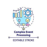 Complex event processing concept icon. Business intelligence technology abstract idea thin line illustration. Isolated outline drawing. Editable stroke. vector