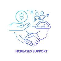 Increases support blue gradient concept icon. Financial support. Stakeholder management plan abstract idea thin line illustration. Isolated outline drawing. vector