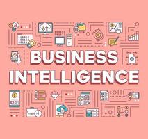 Business Intelligence word concepts banner. Mobile data analyzing. Sales revenue of products. Presentation, website. Isolated lettering typography idea with linear icons. Vector outline illustration