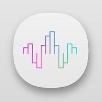 Geometric music wave app icon. UI UX user interface. Abstract soundwave. Music rhythm, dj equalizer waveform. Digital sound, audio frequency. Web or mobile applications. Vector isolated illustration