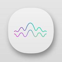 Fluid wave app icon. UI UX user interface. Flowing wavy lines. Music rhythm, digital soundwave, melody waveform. Equalizer, sound abstract curve. Web, mobile applications. Vector isolated illustration