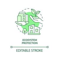 Ecosystem protection green concept icon. Advantage of sustainable architecture abstract idea thin line illustration. Isolated outline drawing. Editable stroke. vector