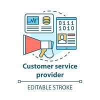 Customer service provider concept icon. Billing idea thin line illustration. Technical support, hotline and communication. Clients assistance. Vector isolated outline drawing. Editable stroke