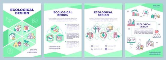 Ecological design green brochure template. Urban green space. Leaflet design with linear icons. 4 vector layouts for presentation, annual reports.