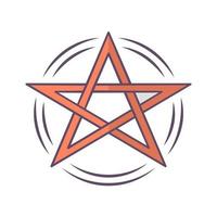 Pentagram color icon. Occult ritual pentacle. Devil star. Satanic cult, wiccan pagan symbol. Witchcraft, esoteric and diabolic sign. Mystic heptagram. Isolated vector illustration