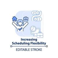 Increasing scheduling flexibility light blue concept icon. Mental health at work abstract idea thin line illustration. Isolated outline drawing. Editable stroke. vector