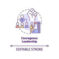 Courageous leadership concept icon. Essential soft skill for employee abstract idea thin line illustration. Isolated outline drawing. Editable stroke. vector