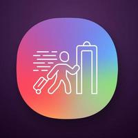 Express entry app icon. Passenger passing x ray check at airport. Security check. Body scan machine. Express path facility. UI UX user interface. Web, mobile application. Vector isolated illustration