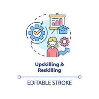 Upskilling and reskilling concept icon. Learning approach abstract idea thin line illustration. Develop new competencies. Isolated outline drawing. Editable stroke. vector