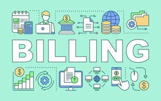 Billing services word concepts banner. Online finance transaction, transfer and assistance Presentation, website. Isolated lettering typography idea with linear icons. Vector outline illustration