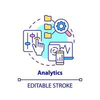 Analytics concept icon. Business intelligence function abstract idea thin line illustration. Performance improvement. Isolated outline drawing. Editable stroke. vector