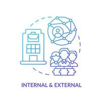 Internal and external blue gradient concept icon. Corporate information. Project communication management abstract idea thin line illustration. Isolated outline drawing. vector