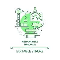 Responsible land use green concept icon. Green building strategy abstract idea thin line illustration. Construction. Isolated outline drawing. Editable stroke. vector