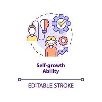 Self-growth ability concept icon. Top soft skill in workplace abstract idea thin line illustration. Personal development. Isolated outline drawing. Editable stroke. vector