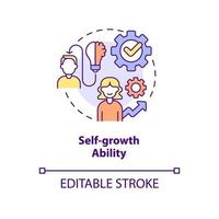 Self-growth ability concept icon. Top soft skill in workplace abstract idea thin line illustration. Personal development. Isolated outline drawing. Editable stroke. vector