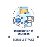 Digitalization of education concept icon. Emerging skill in development abstract idea thin line illustration. Isolated outline drawing. Editable stroke. vector