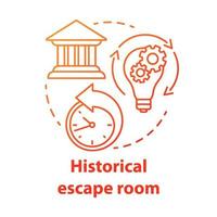 Historical escape room red gradient concept icon. Theme quest idea thin line illustration. History subject. Back in time. Game about past, medieval, ancient times. Vector isolated outline drawing