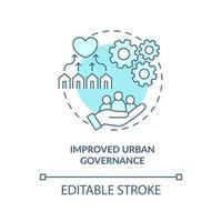 Improved urban governance turquoise concept icon. Urban development principle abstract idea thin line illustration. Isolated outline drawing. Editable stroke. vector