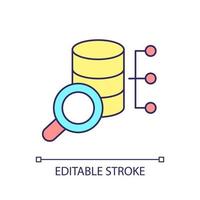 Analysing big data sets RGB color icon. Evaluating large amount of information. Studying dataset. Isolated vector illustration. Simple filled line drawing. Editable stroke.