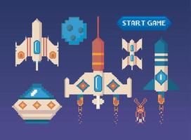 eight bits video game icons vector