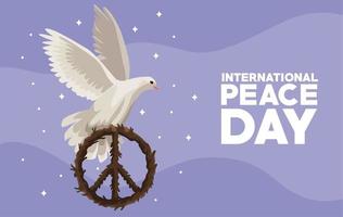 international peace day lettering vector