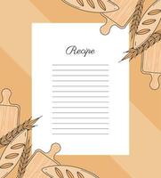 recipe paper with bread vector