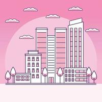 buildings city line pink scene vector