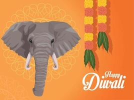 happy diwali card vector