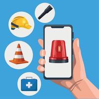 servicio de emergencia en smartphone vector