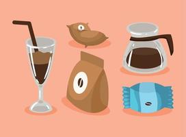 five coffee product icons vector