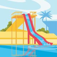 water park with red slide vector