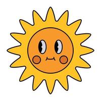 sun cartoon retro character vector