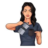 woman serving coffee vector