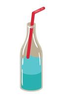 soda bottled with straw vector