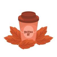 take away coffeee with autumn leafs vector