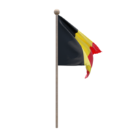 Belgium 3d illustration flag on pole. Wood flagpole png