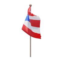 bandera de ilustración 3d de puerto rico en el poste. asta de bandera de madera png