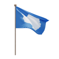 drapeau d'illustration 3d de l'antarctique sur le poteau. mât en bois png