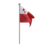 Tonga 3d illustration flag on pole. Wood flagpole png