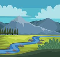 paisaje de pasión por los viajes con río vector