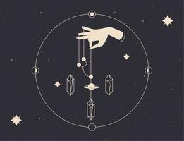 astrology hand moving universe vector