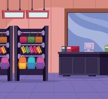 school supply store with sale point vector