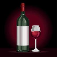 wine bottle and cup vector