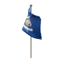 Louisiana 3d illustration flag on pole. Wood flagpole png