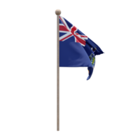 South Georgia und die South Sandwich Islands 3D-Darstellung Flagge auf der Stange. Fahnenmast aus Holz png