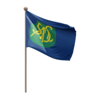 Southern African Development Community 3d illustration flag on pole. Wood flagpole png