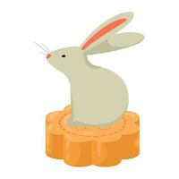 mooncake with rabbit mid autumn vector