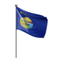 Montana 3d illustration flag on pole. Wood flagpole png